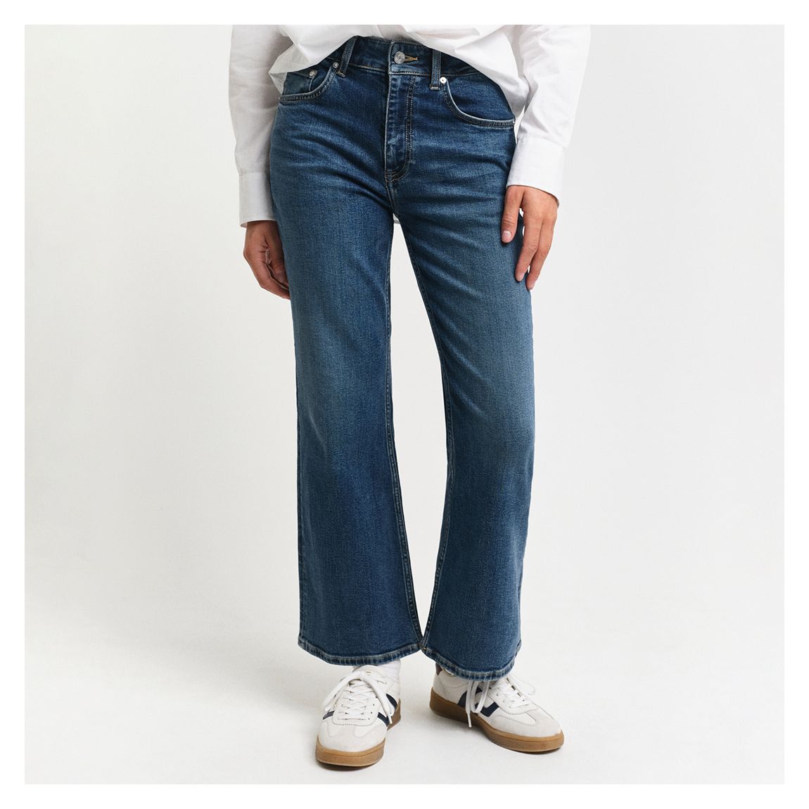 Dark Blue Kick Flare Stretch Jeans main product photo