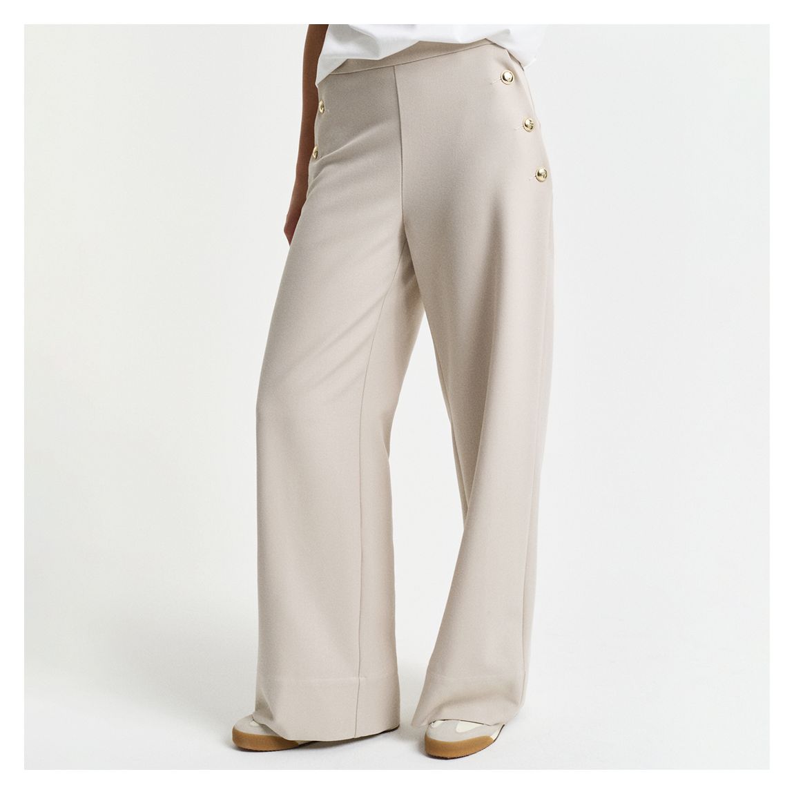 Sand Button High-Rise Trousers main product photo