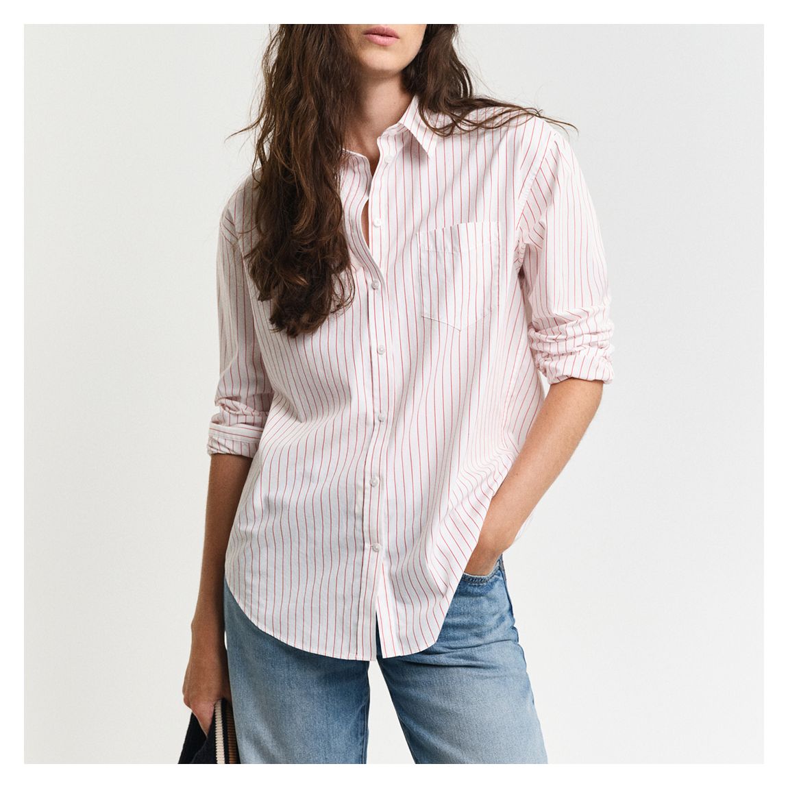 Red Relaxed Classic Poplin Striped Shirt main product photo