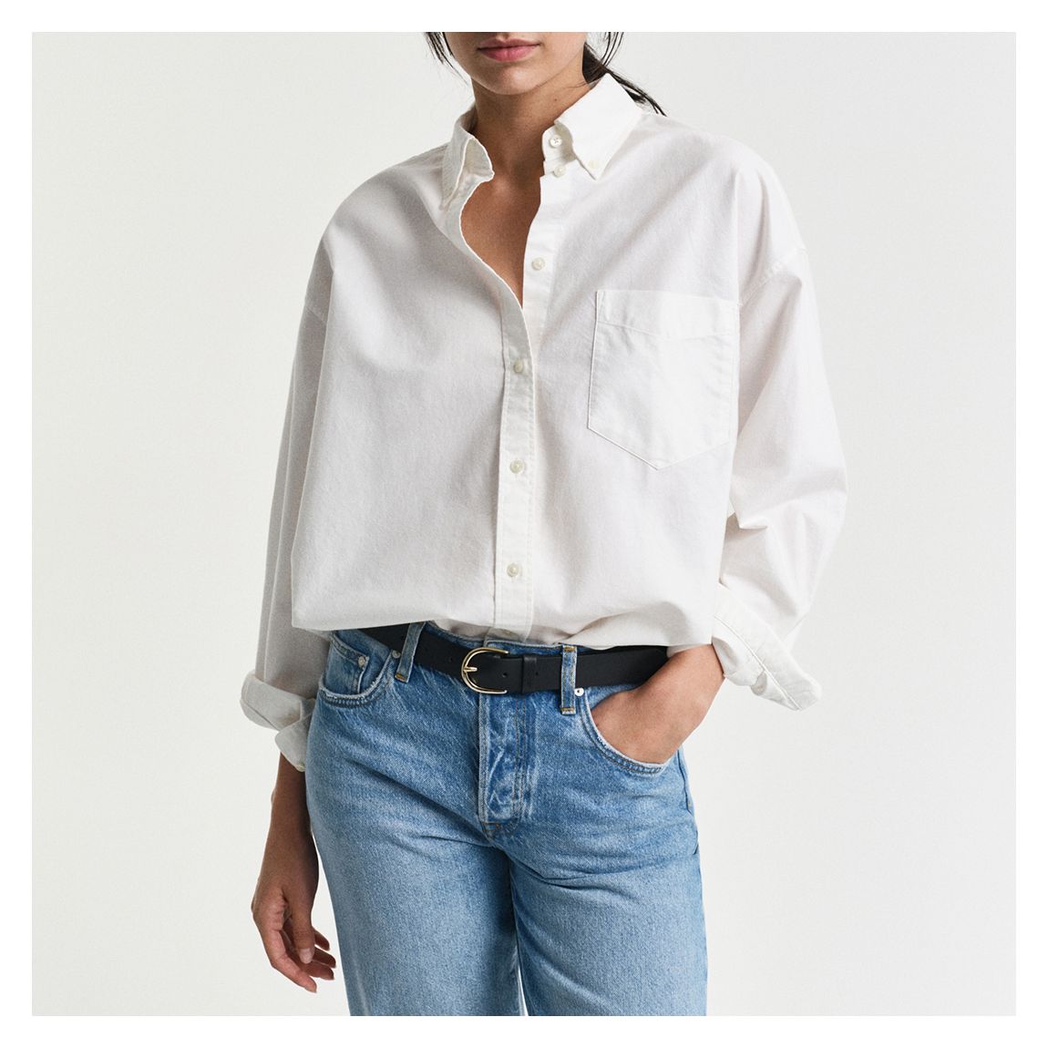 White Oversized Oxford Shirt main product photo