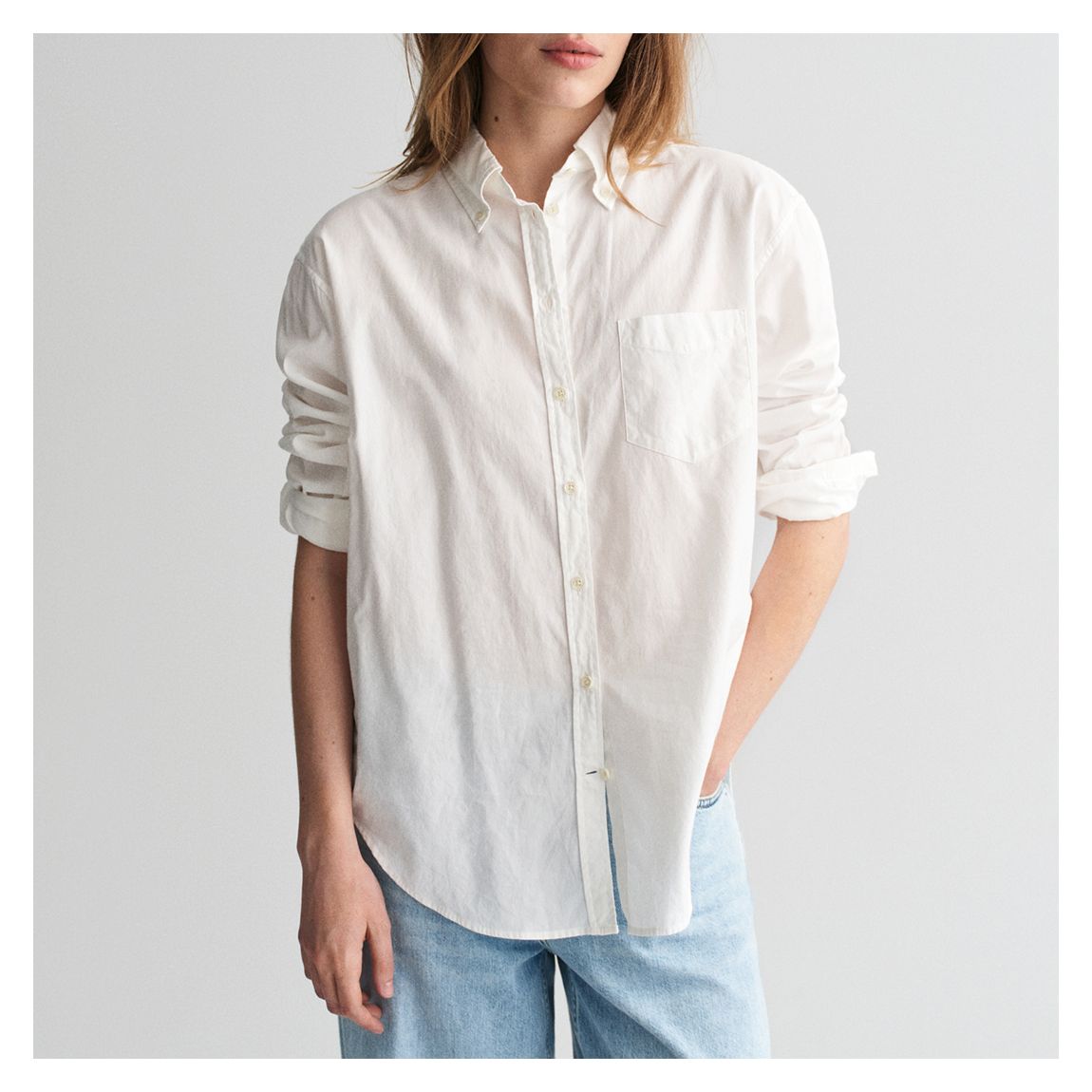 White Relaxed Luxury Oxford Shirt main product photo