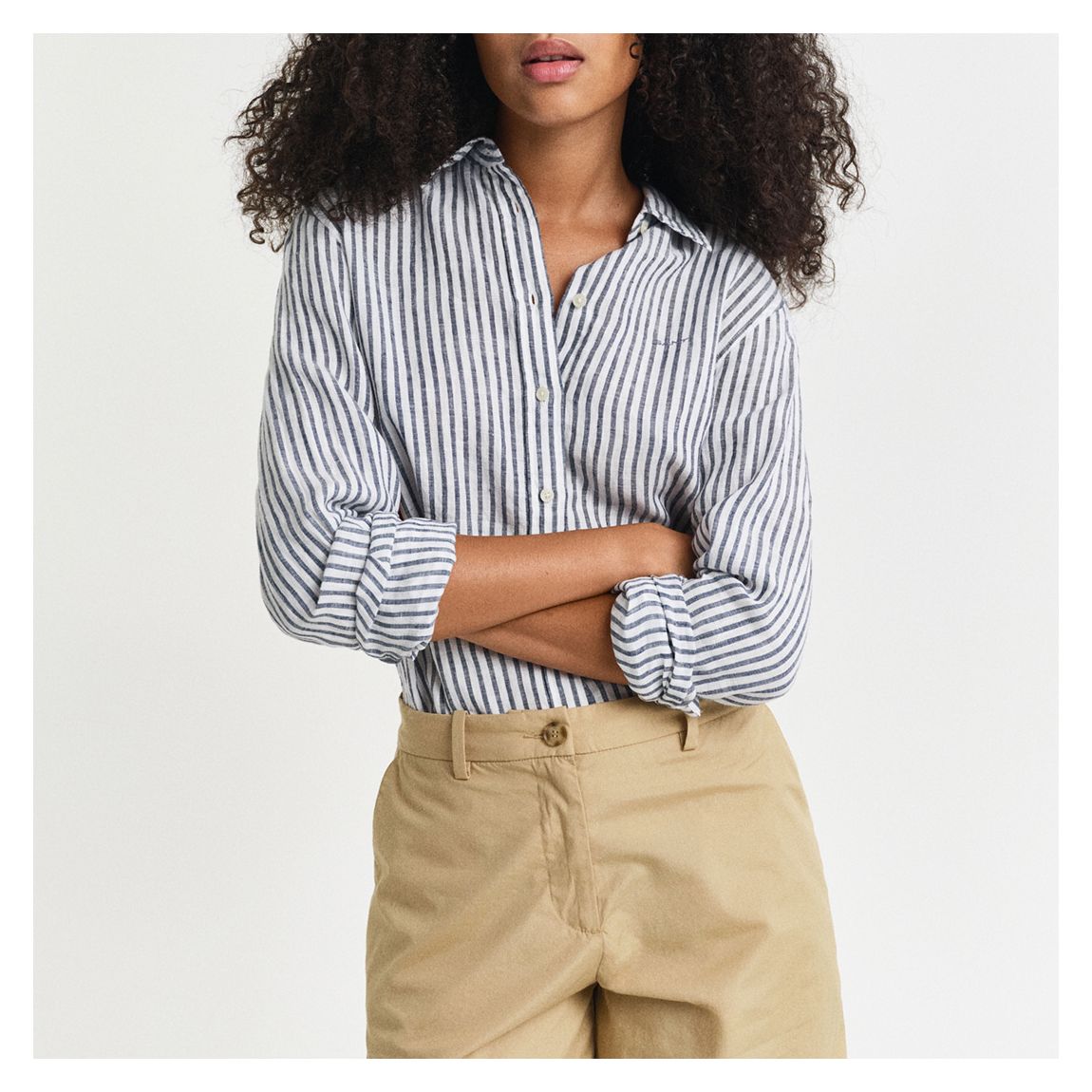 Navy Linen Striped Shirt main product photo