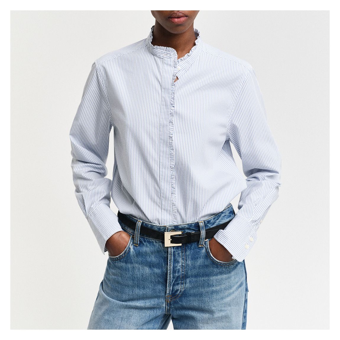 Blue Striped Frill Detail Shirt main product photo