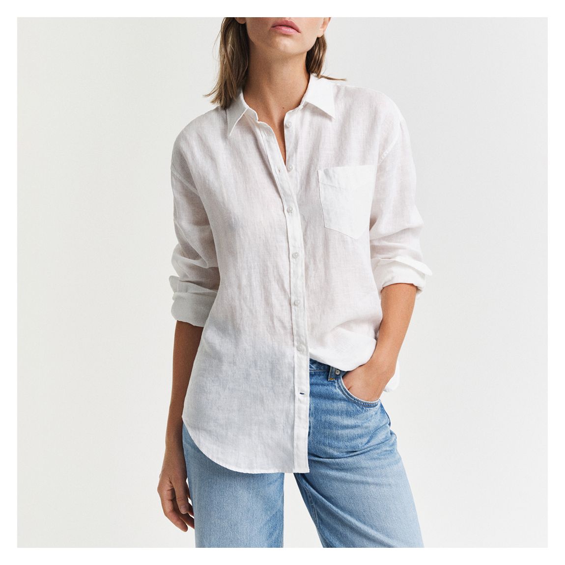 White Relaxed Linen Shirt main product photo