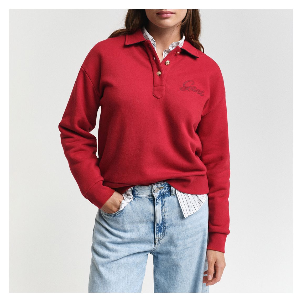 Red Script Rugger Sweatshirt main product photo