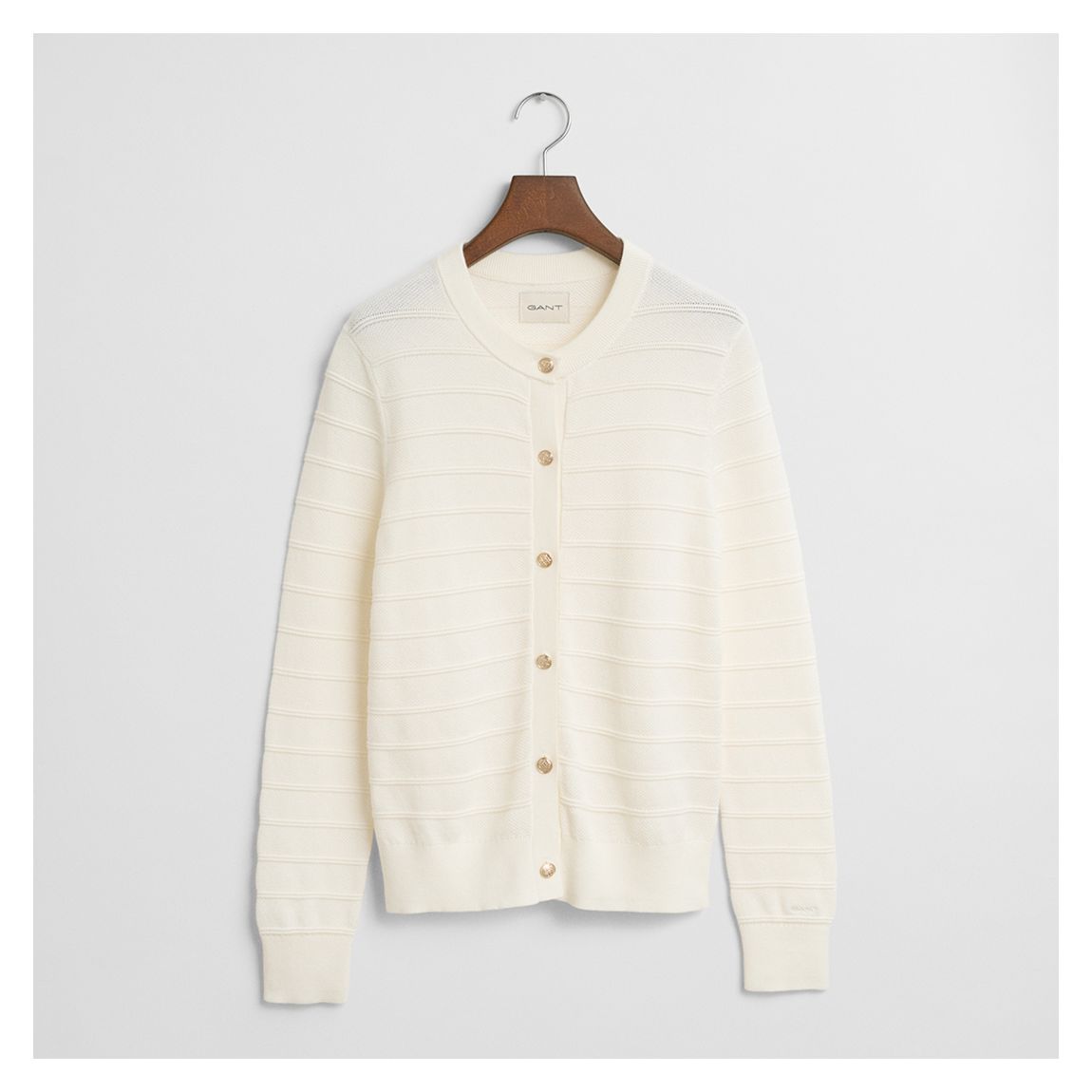 Ivory Textured Cotton Cardigan main product photo