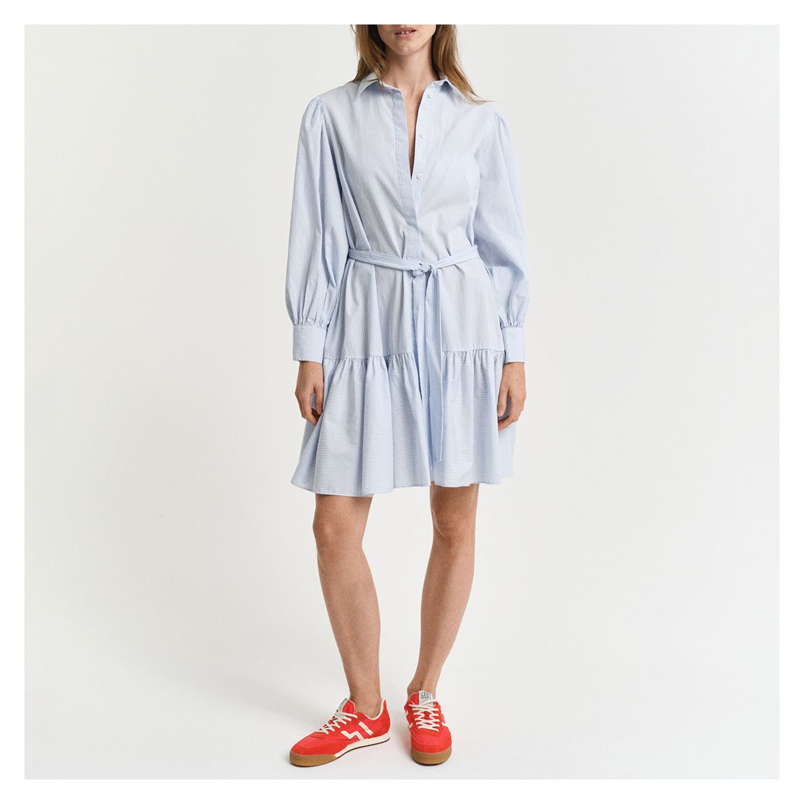 Pale Blue Poplin Striped Dress main product photo