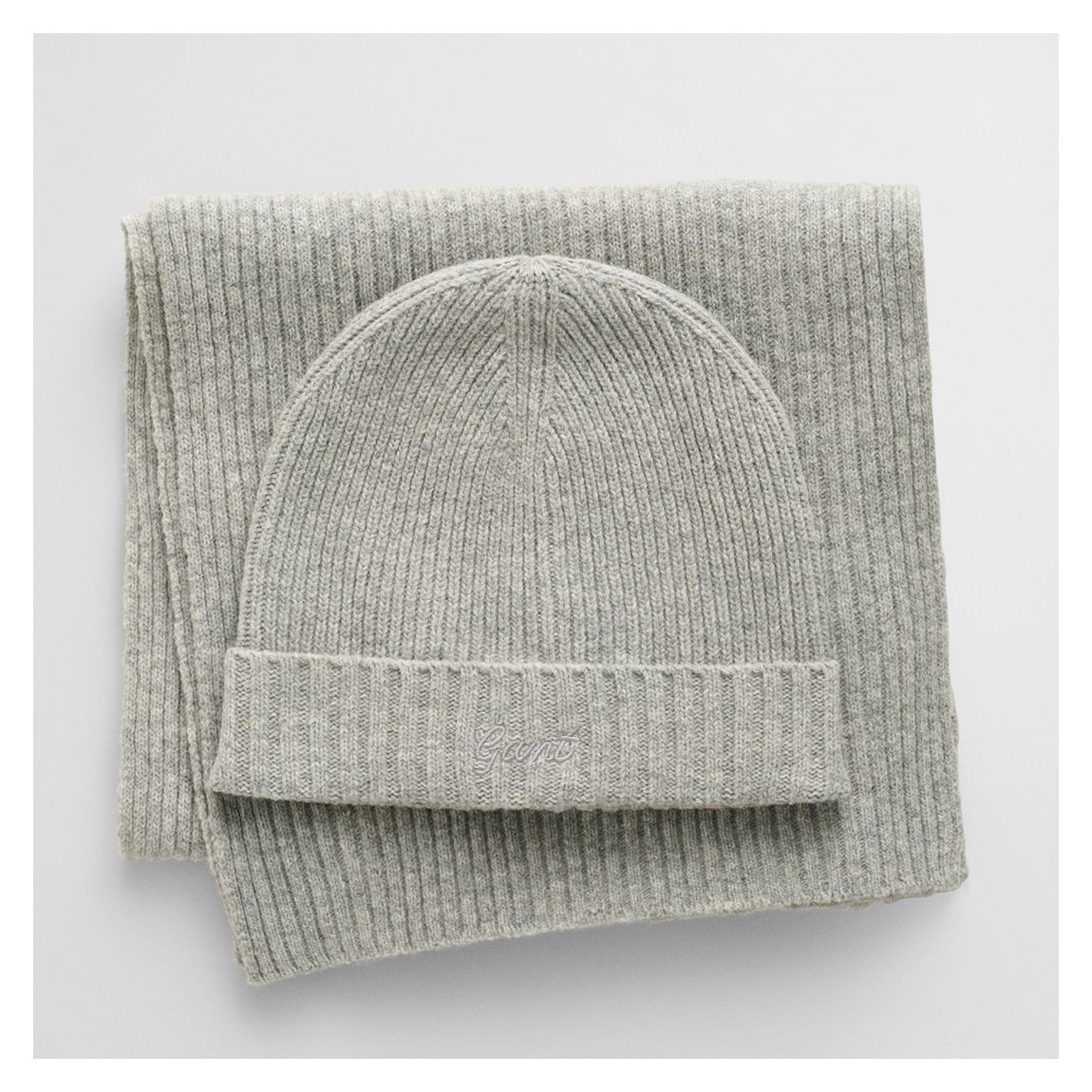 Grey Script Wool Blend beanie & Scarf Gift Set main product photo