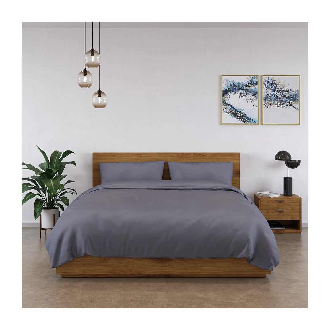 Panda 100% Bamboo Complete Bedding Set - Urban Grey main product photo