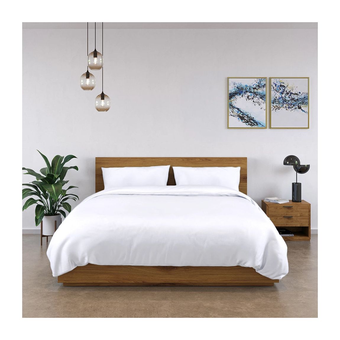 Panda 100% Bamboo Complete Bedding Set - Pure White main product photo