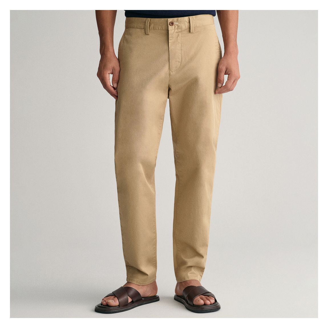 Camel Tapered Cotton Twill Chino Trousers main product photo