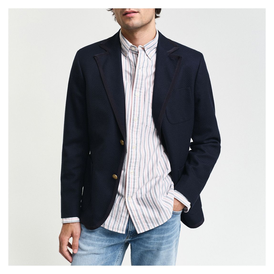 Navy Slim Cotton Wool Club Blazer main product photo