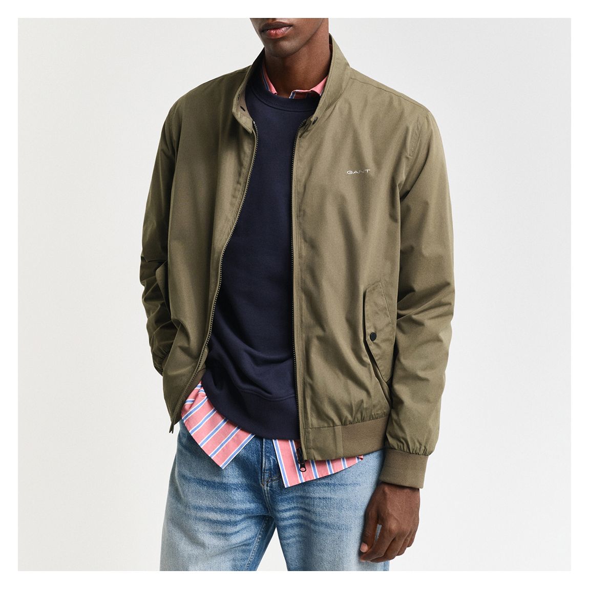 Khaki Green Lightweight Harrington Jacket main product photo