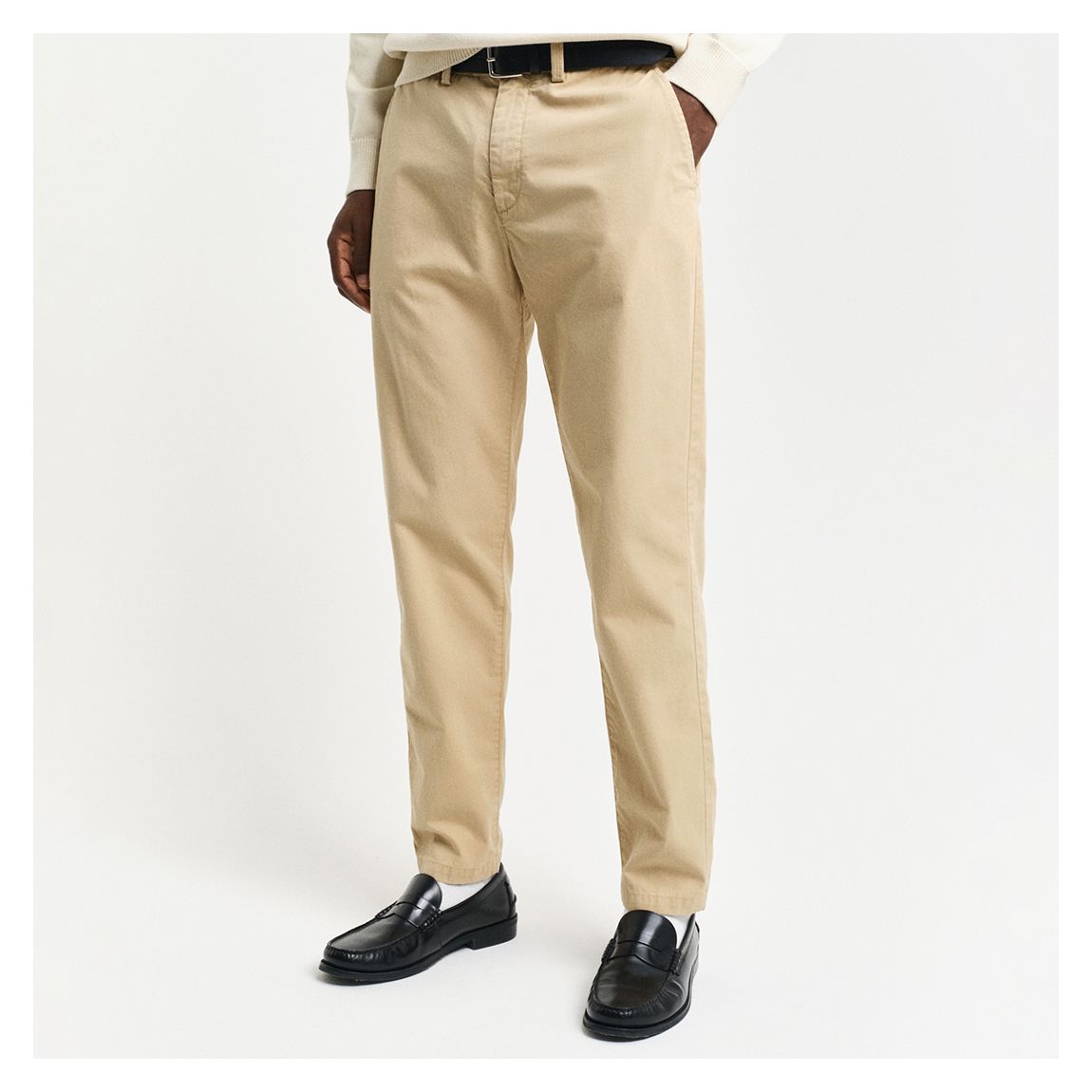 Sand Tapered Canvas Cotton Chino Trousers main product photo