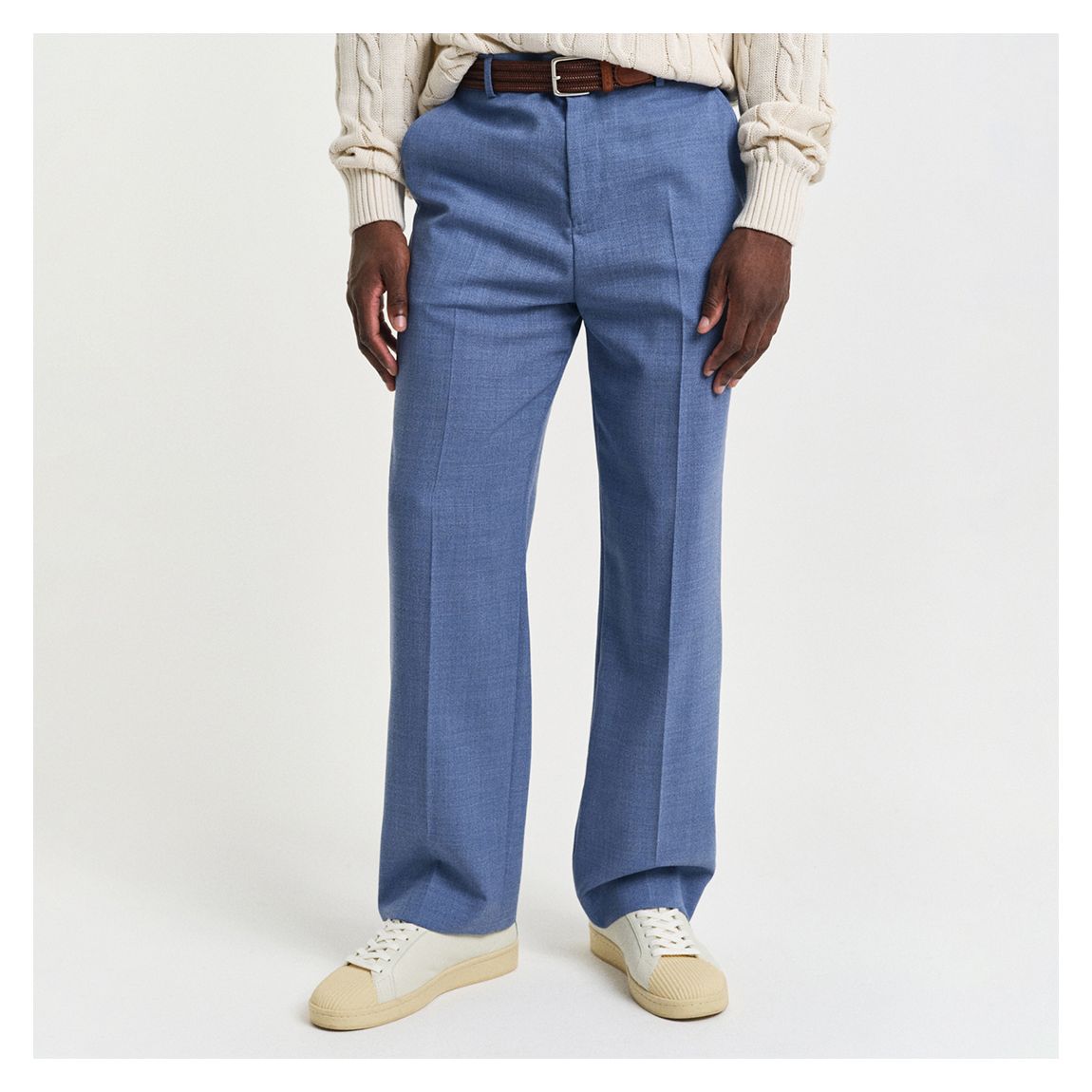 Blue Mouline Straight Wool Suit Trousers main product photo