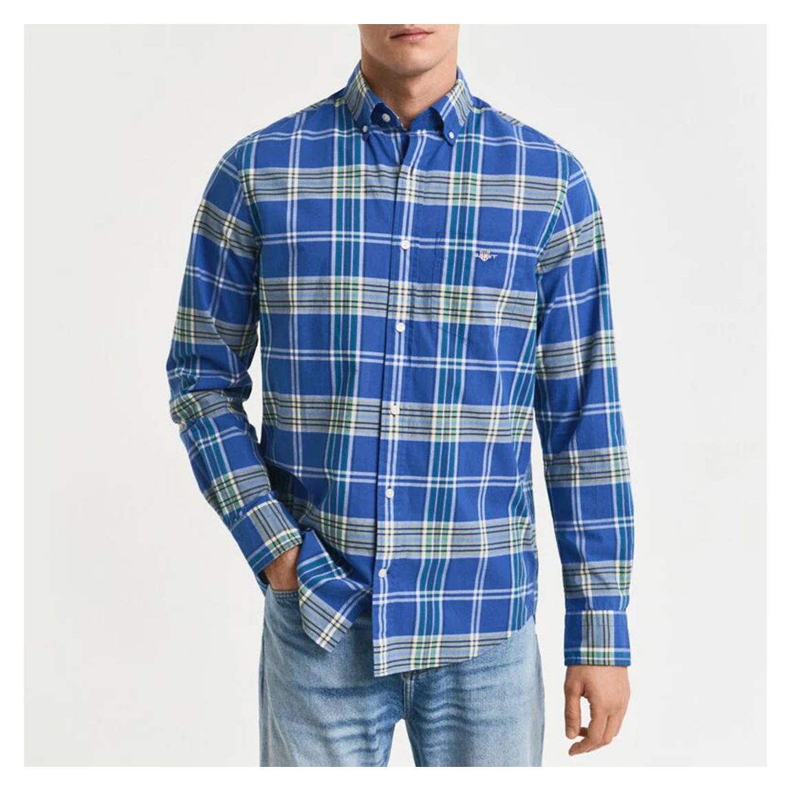 Blue Check Regular Classic Cotton Poplin Shirt main product photo