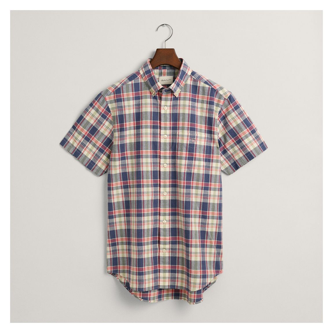 Multi Check Cotton Linen Short Sleeve Shirt main product photo