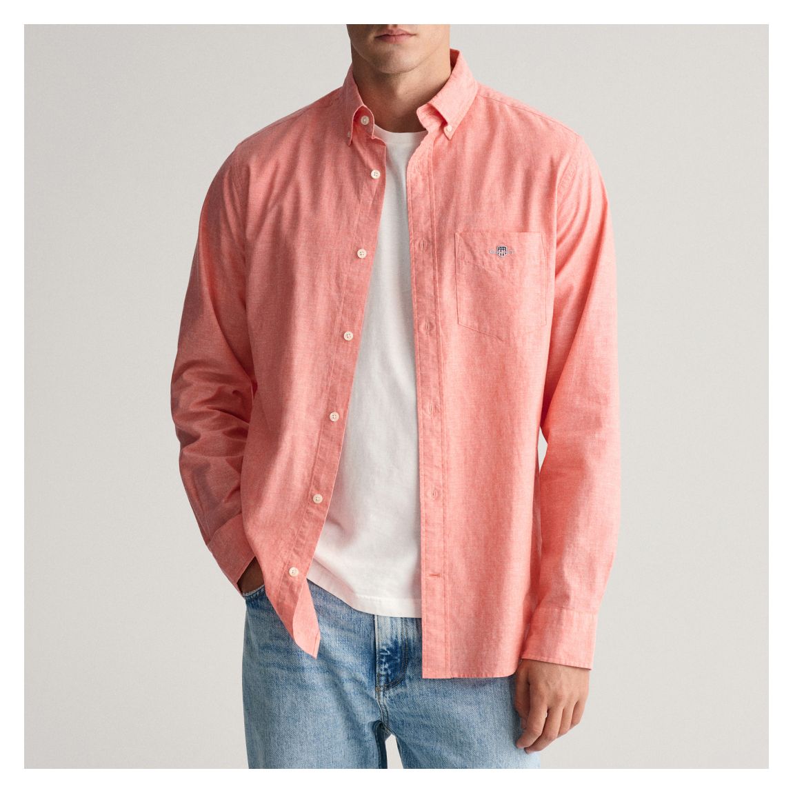 Pink Regular Cotton Linen Shirt main product photo