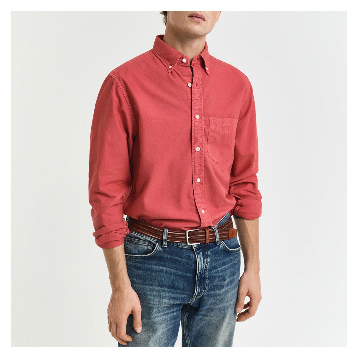 Red Garment Dyed Archive Oxford Cotton Shirt main product photo