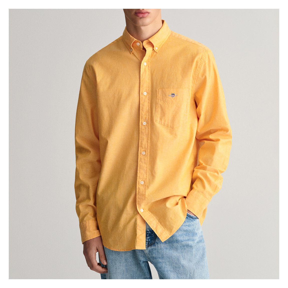 Orange Regular Cotton Linen Shirt main product photo