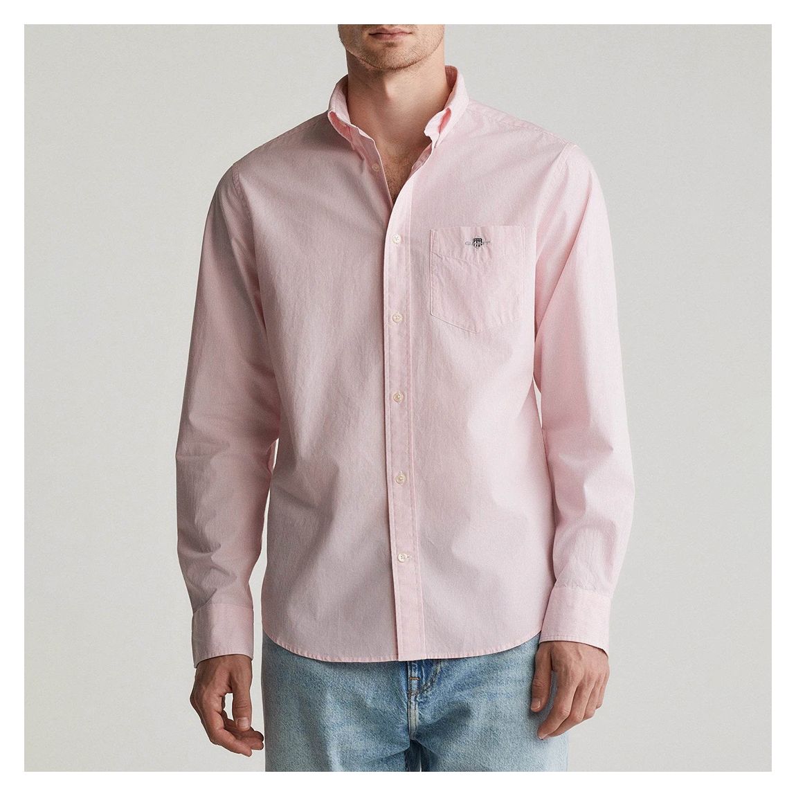 Pink Dobby Dot Stripe Cotton Shirt main product photo