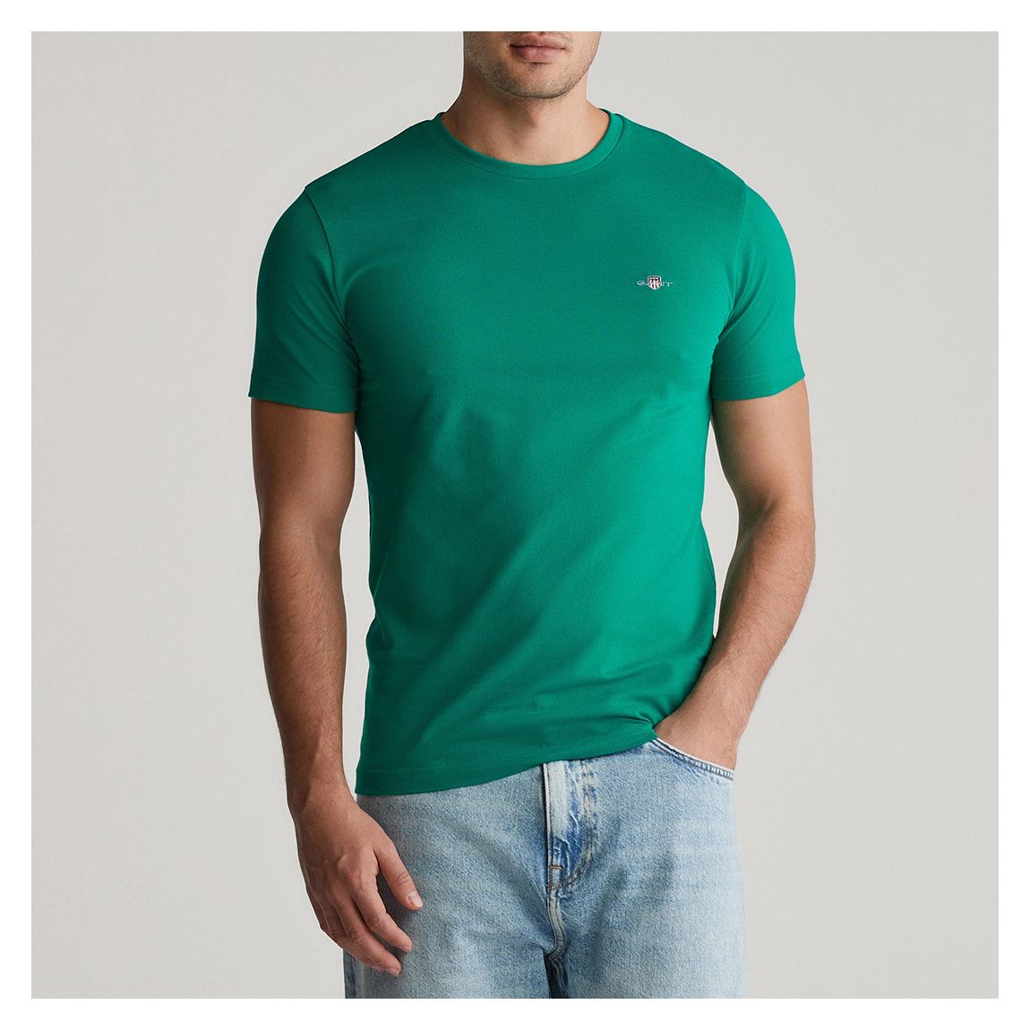 Green Slim Pique Cotton T-Shirt main product photo