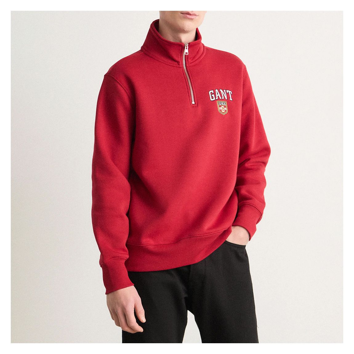 Bright Red Graphic 1/2 Zip Cotton Blend Jumper main product photo