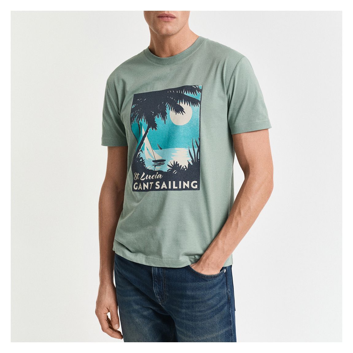 Green Placed Graphic Cotton T-Shirt main product photo
