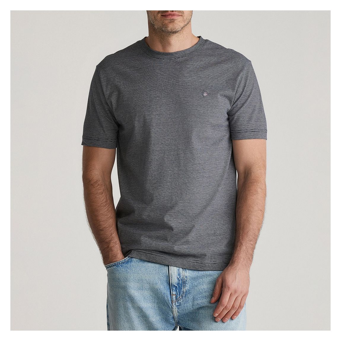 Grey Small Stripe Cotton T-Shirt main product photo
