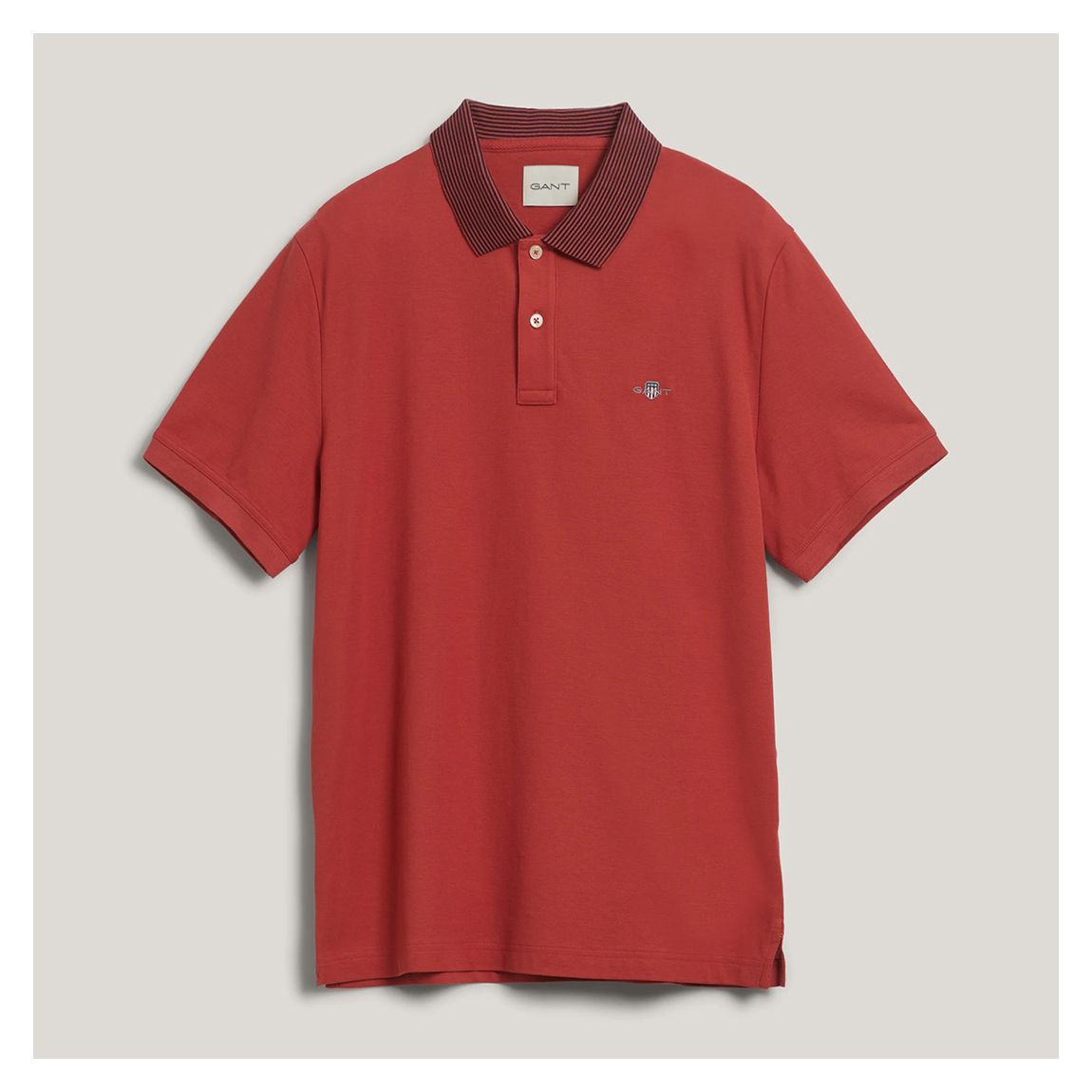Red Tipping Detail Cotton Polo Shirt main product photo