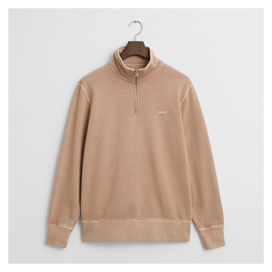 Peach Sunfaded 1/2 Zip Cotton Sweatshirt main product photo