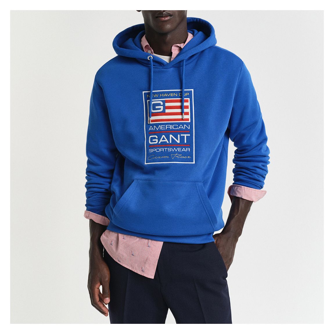 Electric Blue Graphic Cotton Blend Hoodie main product photo
