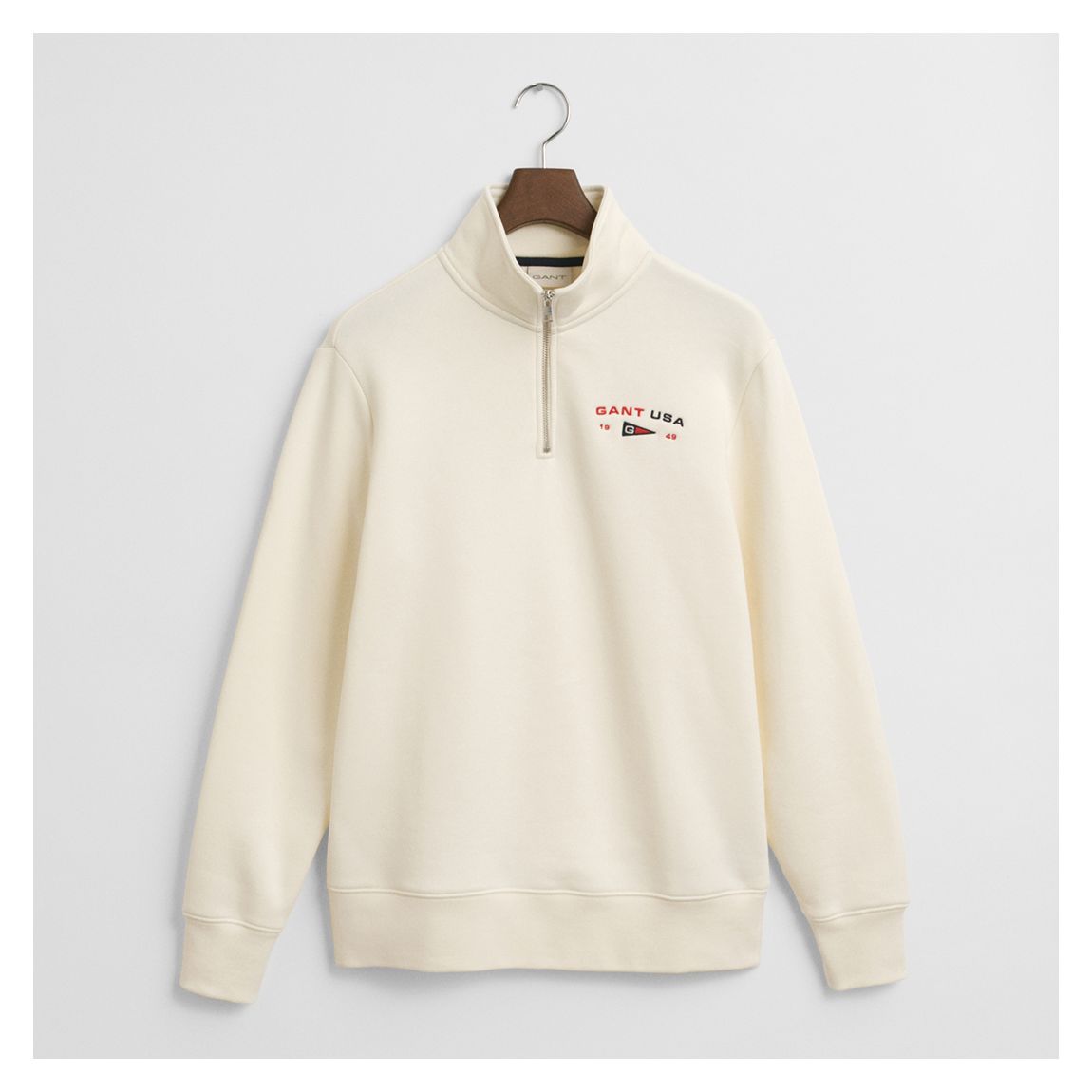 Ecru Graphic Cotton Blend 1/2 Zip Jumper main product photo