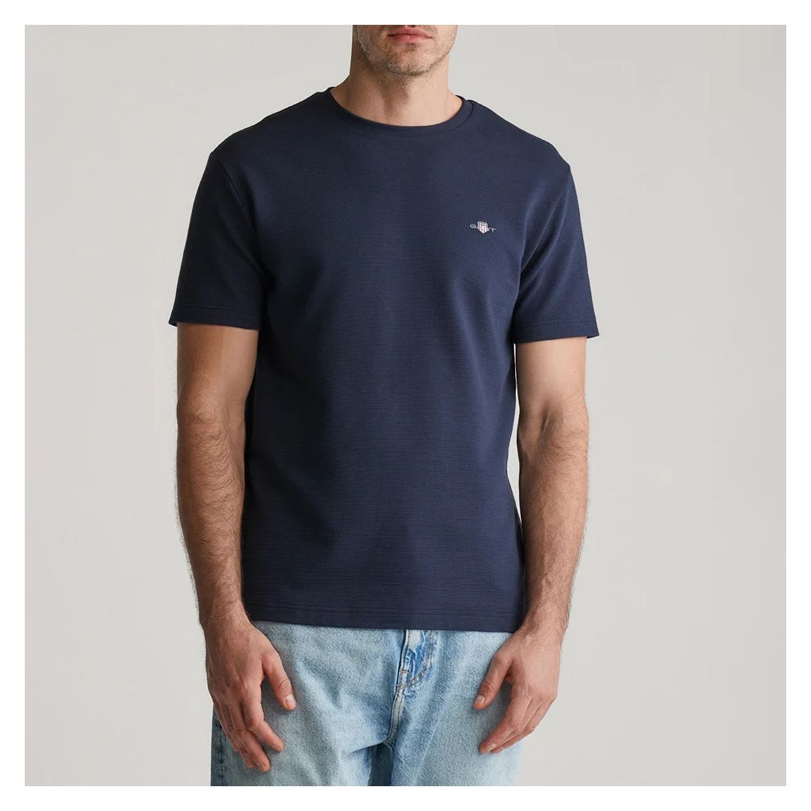 Navy Textured Cotton T-Shirt main product photo