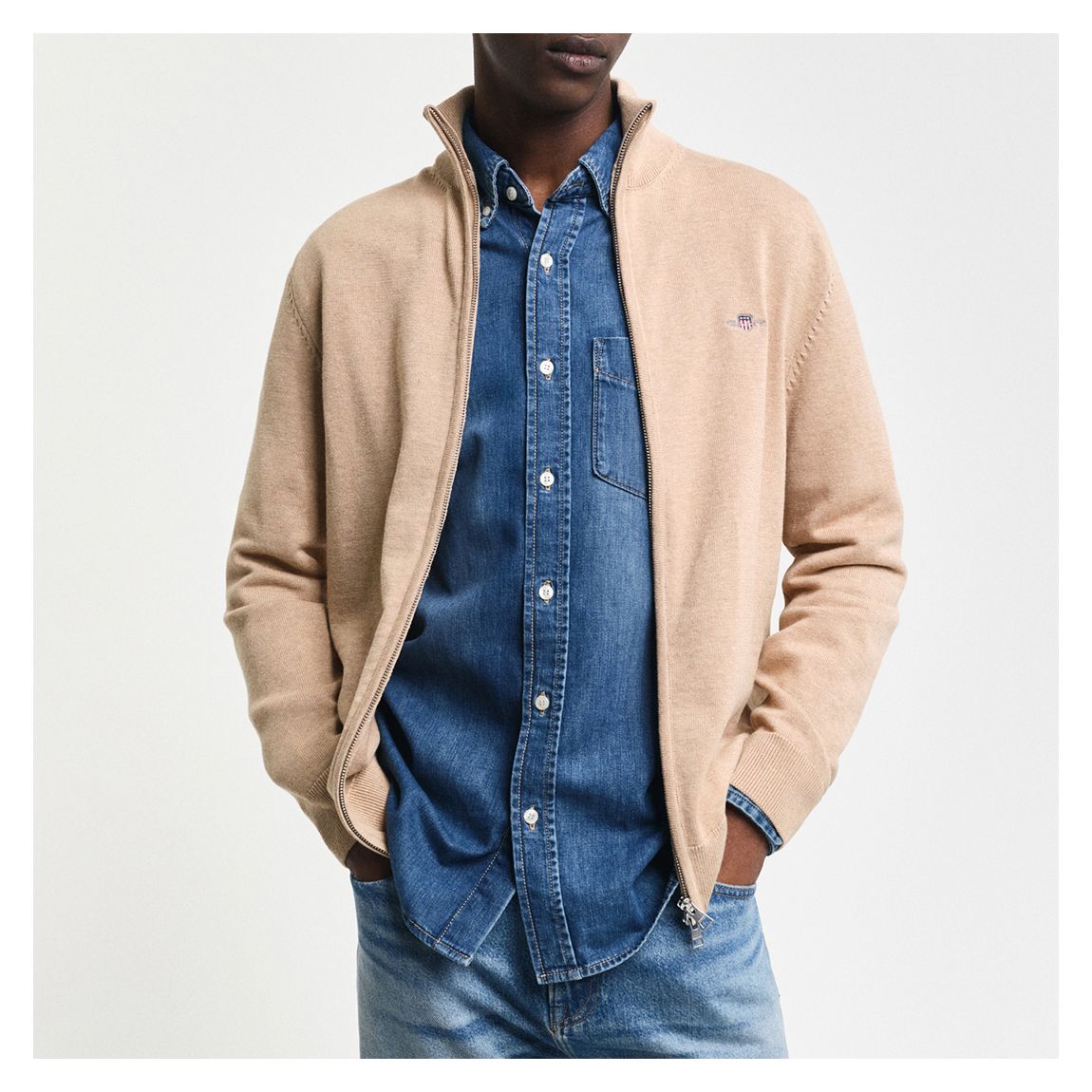 Camel Casual Cotton Zip Cardigan main product photo