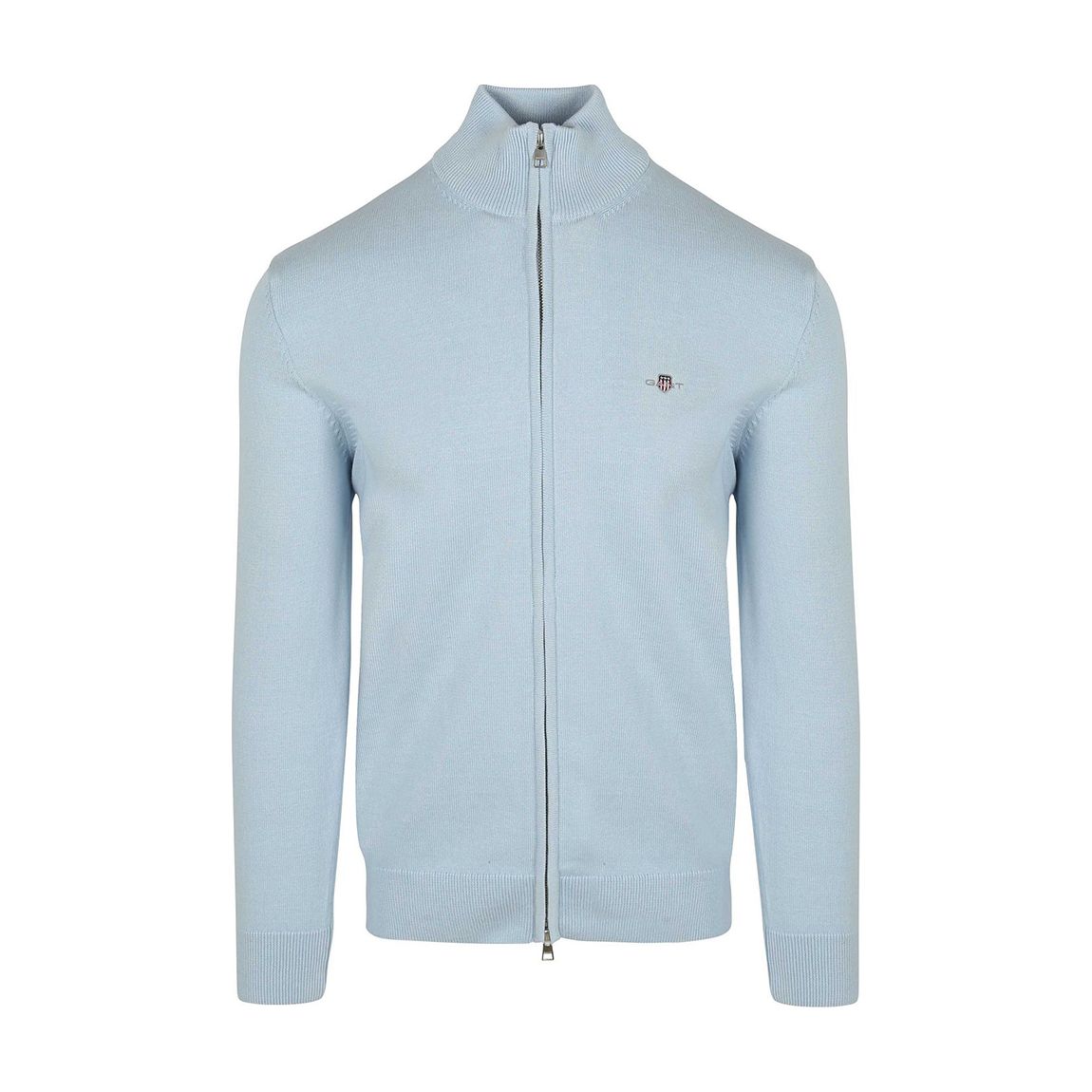 Pale Blue Casual Cotton Zip Cardigan main product photo