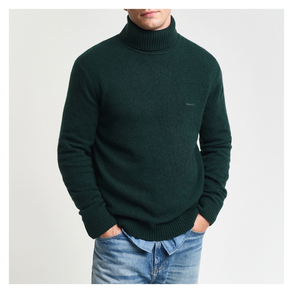 Bottle Green Wool Blend Turtleneck Jumper main product photo