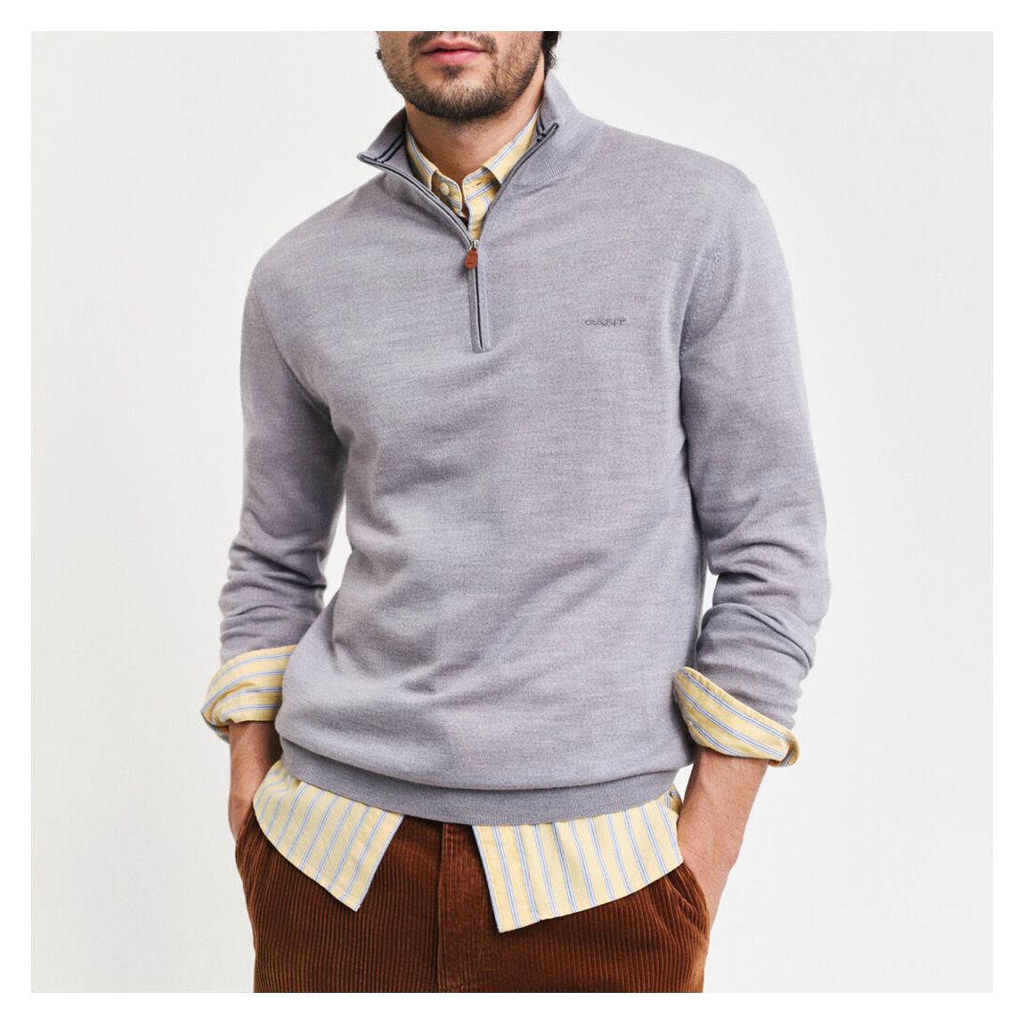 Grey Merino Wool 1/2 Zip Jumper main product photo
