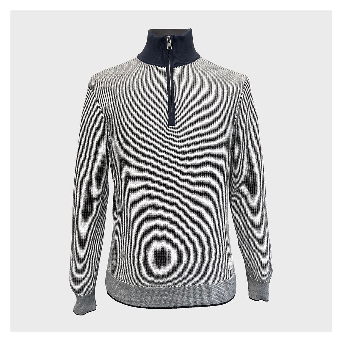 Navy/White Two-Toned Textured 1/2 Zip Jumper main product photo