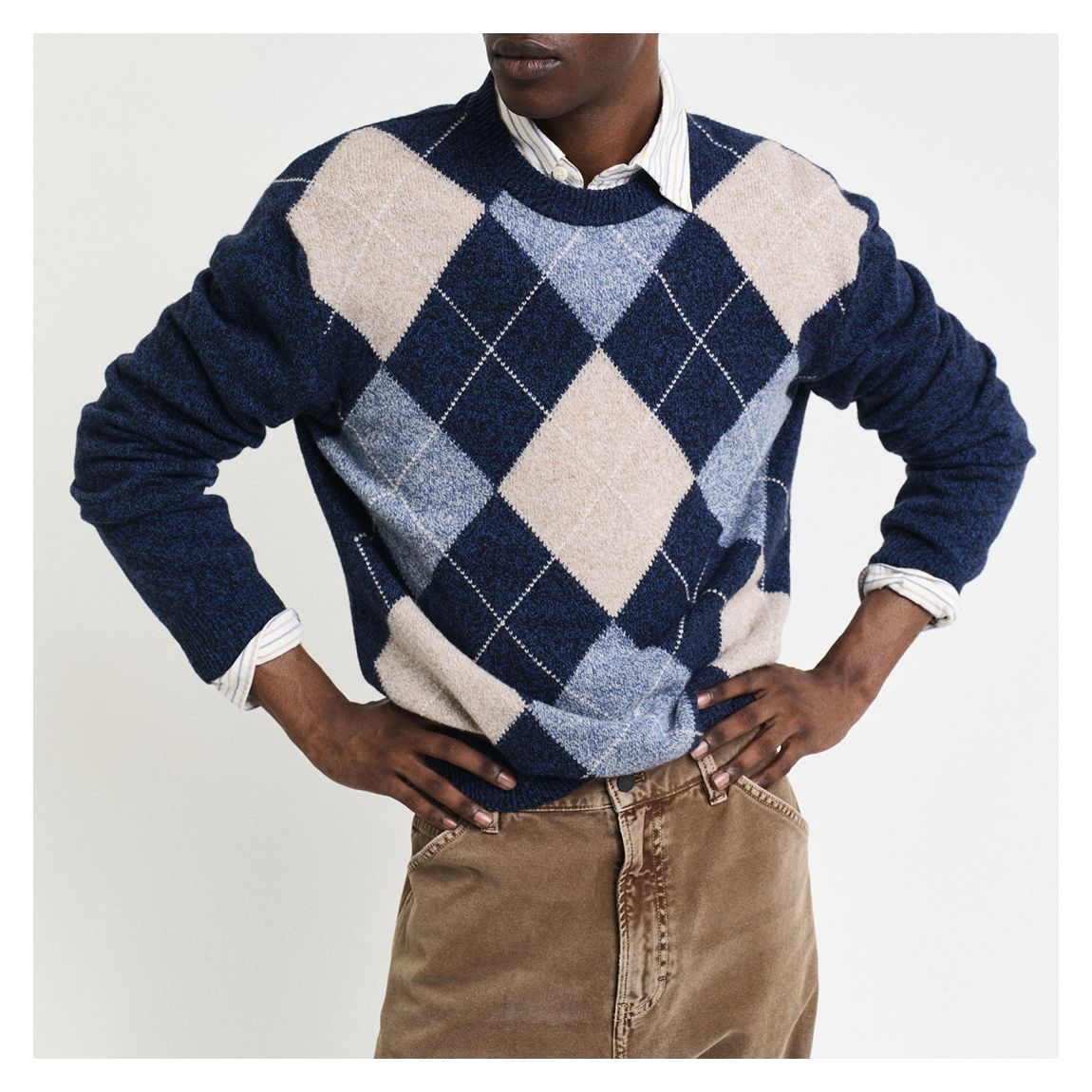 Navy Mélange Argyle Wool Blend Jumper main product photo