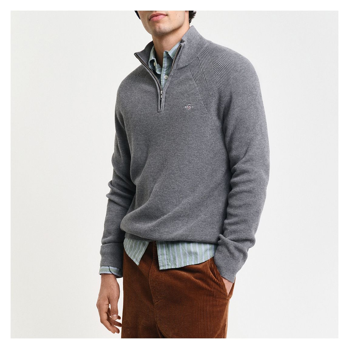 Slate Wool Blend Rib 1/2 Zip Jumper main product photo