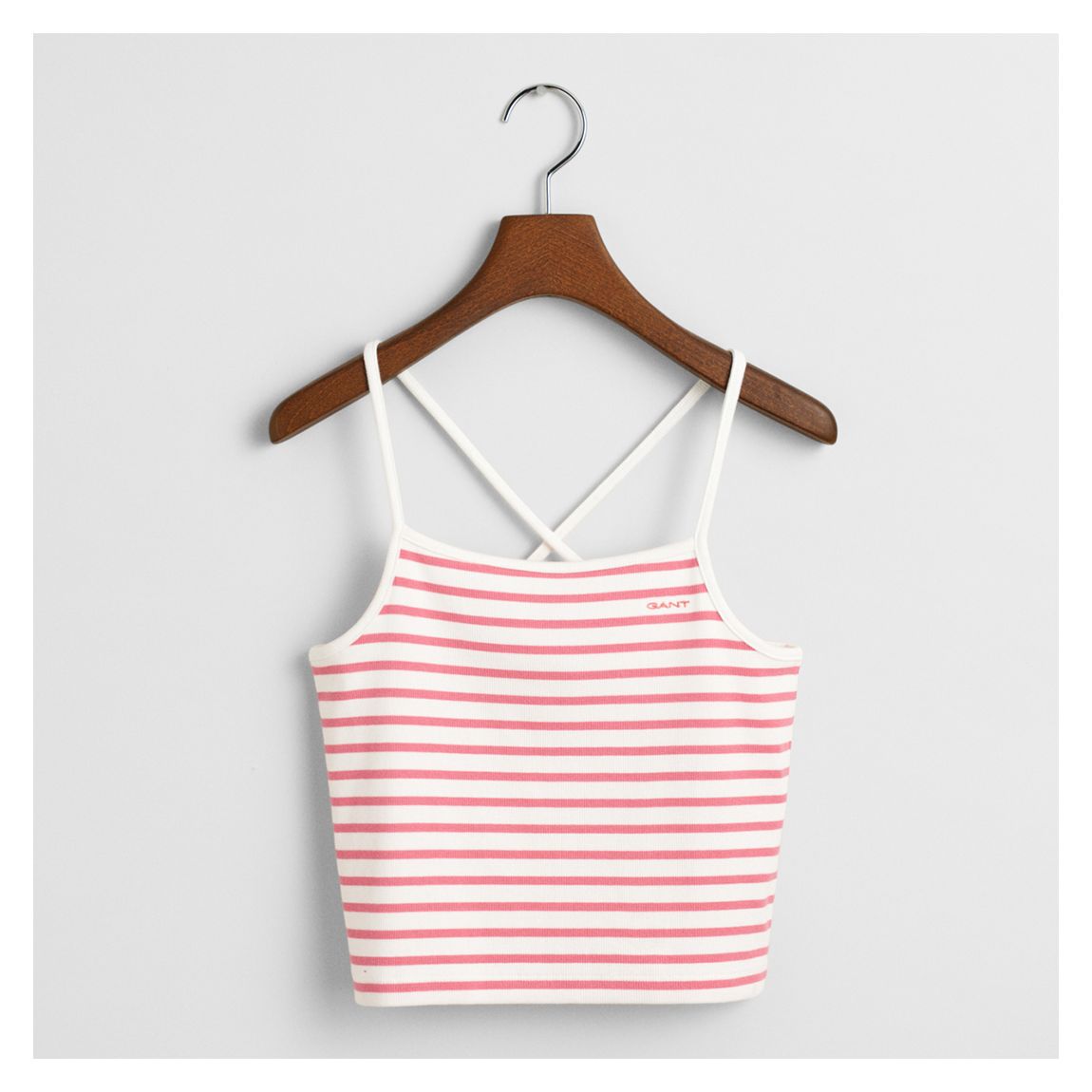 Pink Girls Striped Cotton Blend Tank Top main product photo