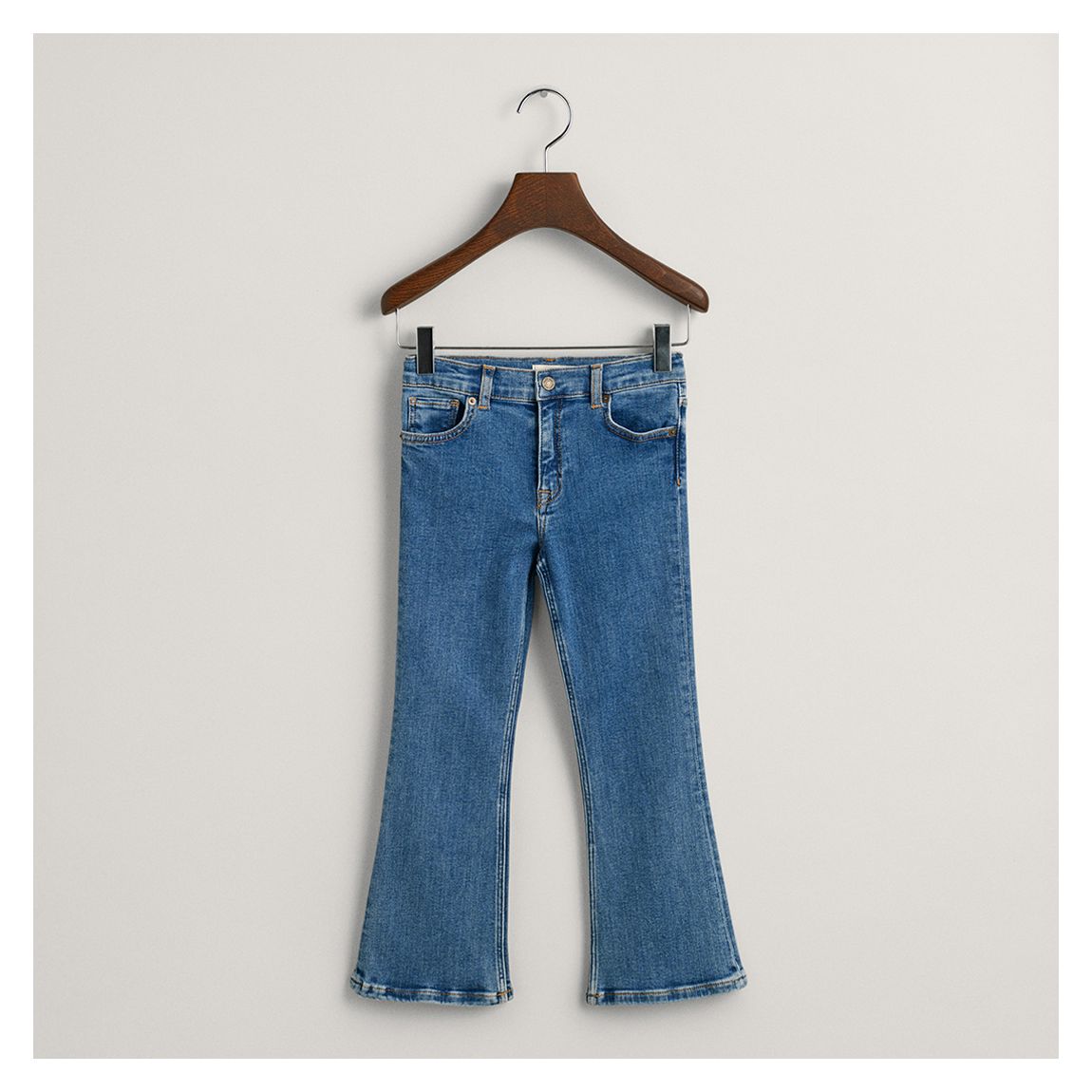 Mid Blue Girls Bootcut Cotton Blend Jean main product photo