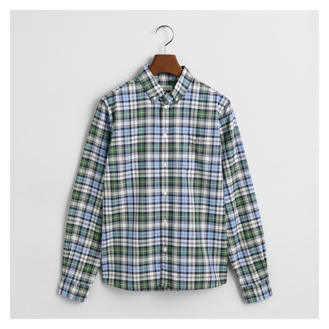 Green/Blue Archive Oxford Checked Cotton Shirt main product photo
