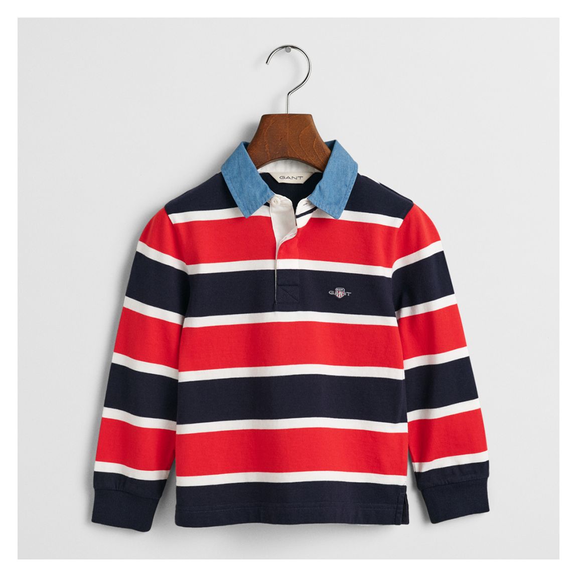 Red/Navy Striped Shield Cotton Rugger main product photo