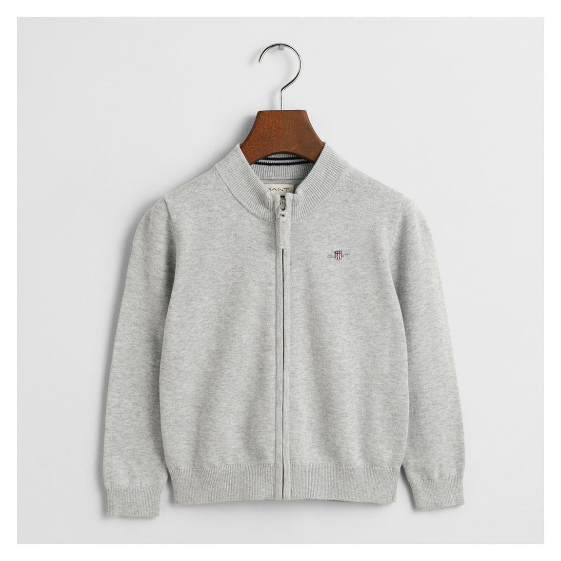 Grey Marl Shield Cotton Zip Cardigan main product photo