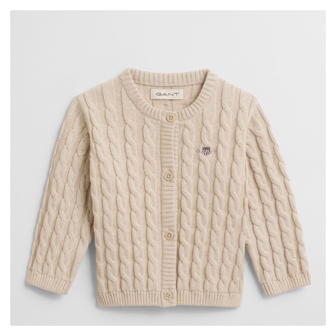 Oatmeal Shield Cotton Cable Cardigan main product photo