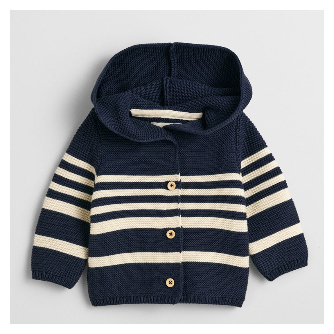 Navy/Ivory Breton Striped Cotton Cardigan main product photo