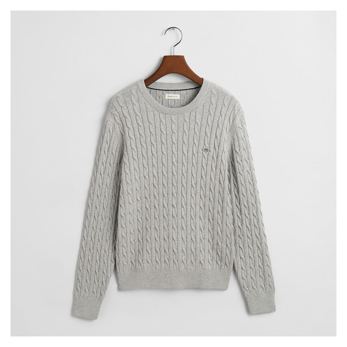 Grey Marl Shield Cotton Cable Crew Knit main product photo