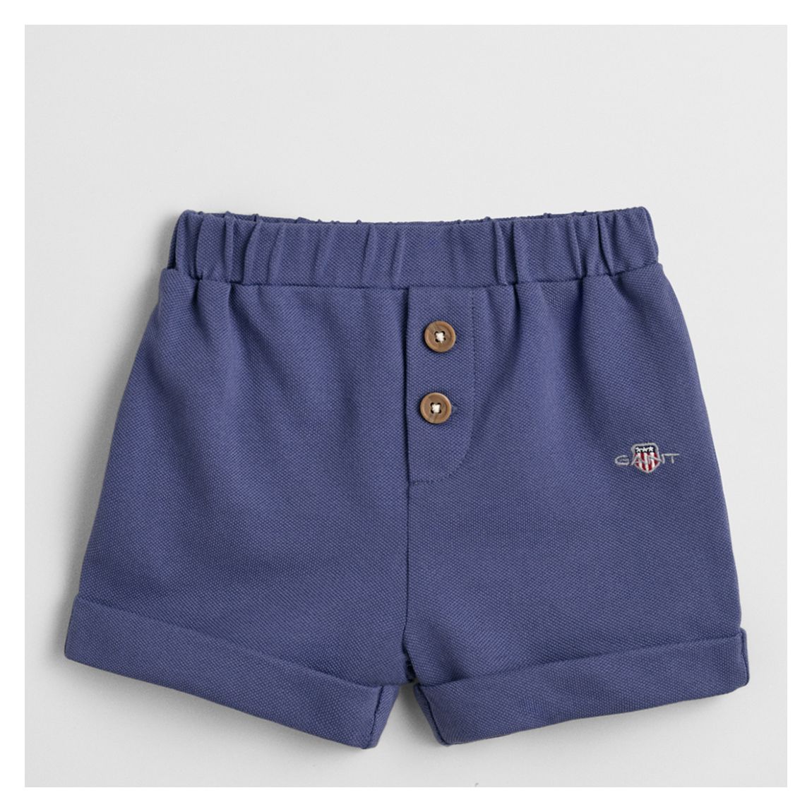 Dark Blue Shield Pique Cotton Shorts main product photo